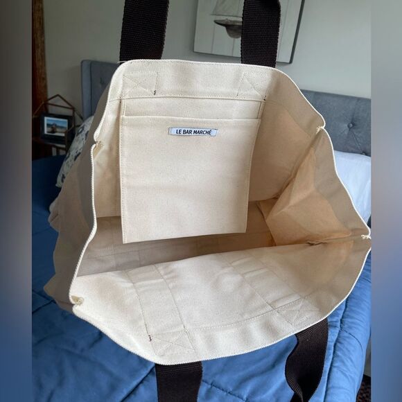 Le Bar Marche x Curateur La Plage Beach Tote bag in Natural/Brown Canvas NWT - Picture 5 of 7